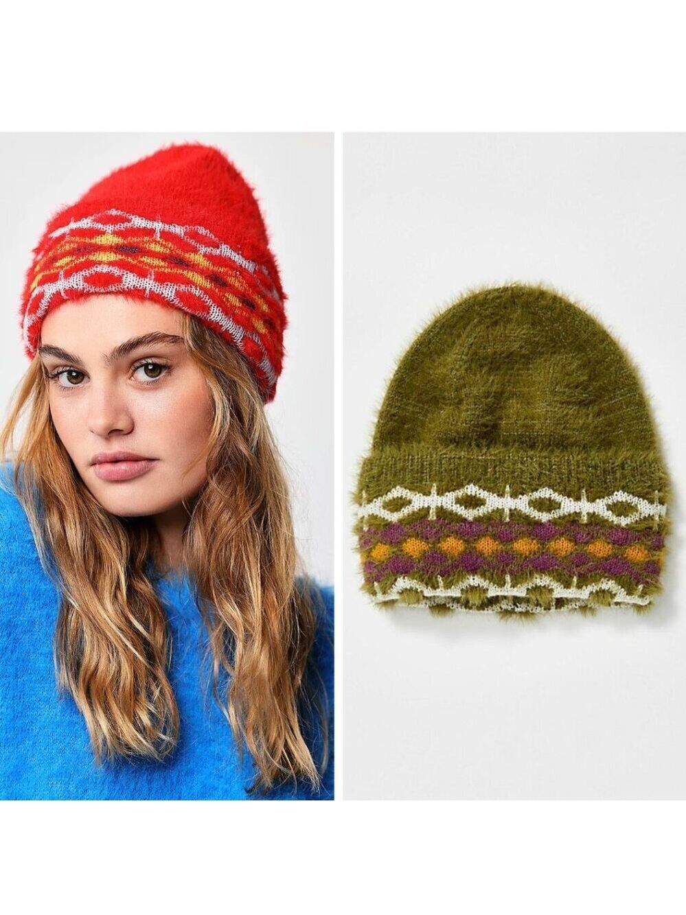 NEW Free People | Whisper Fairisle Cuff Beanie In Green